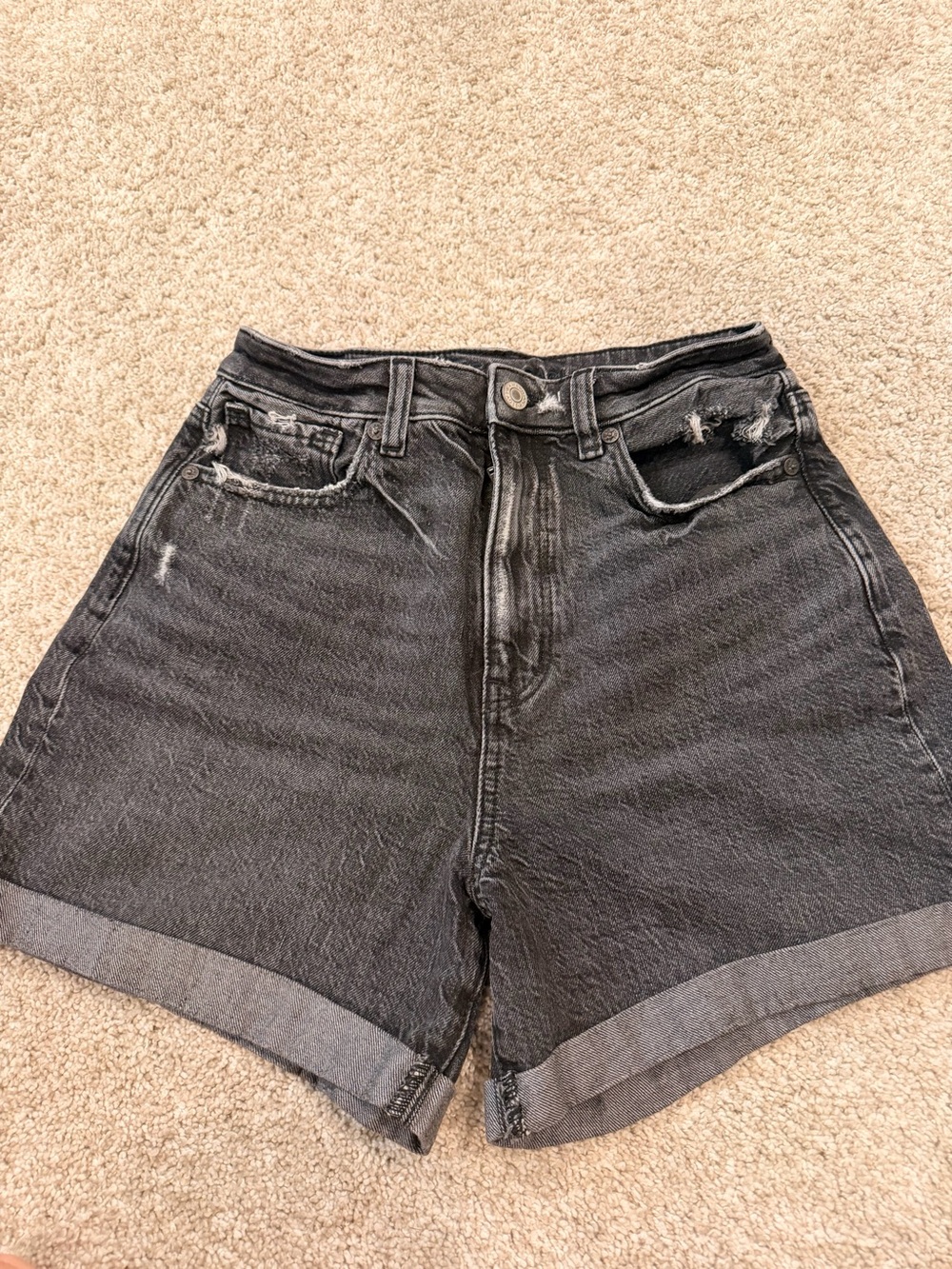 American Eagle Outfitters Black Washed High-Rise Denim Shorts